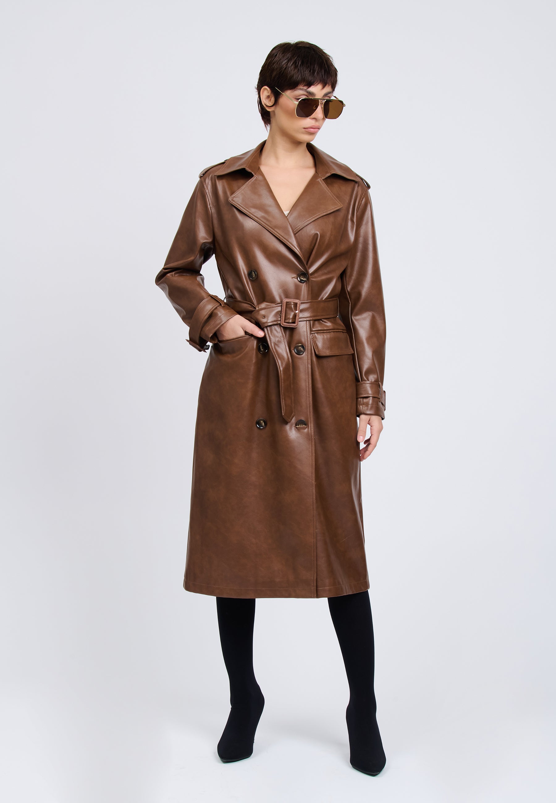 FAUX LEATHER TRENCH 04BJ2401