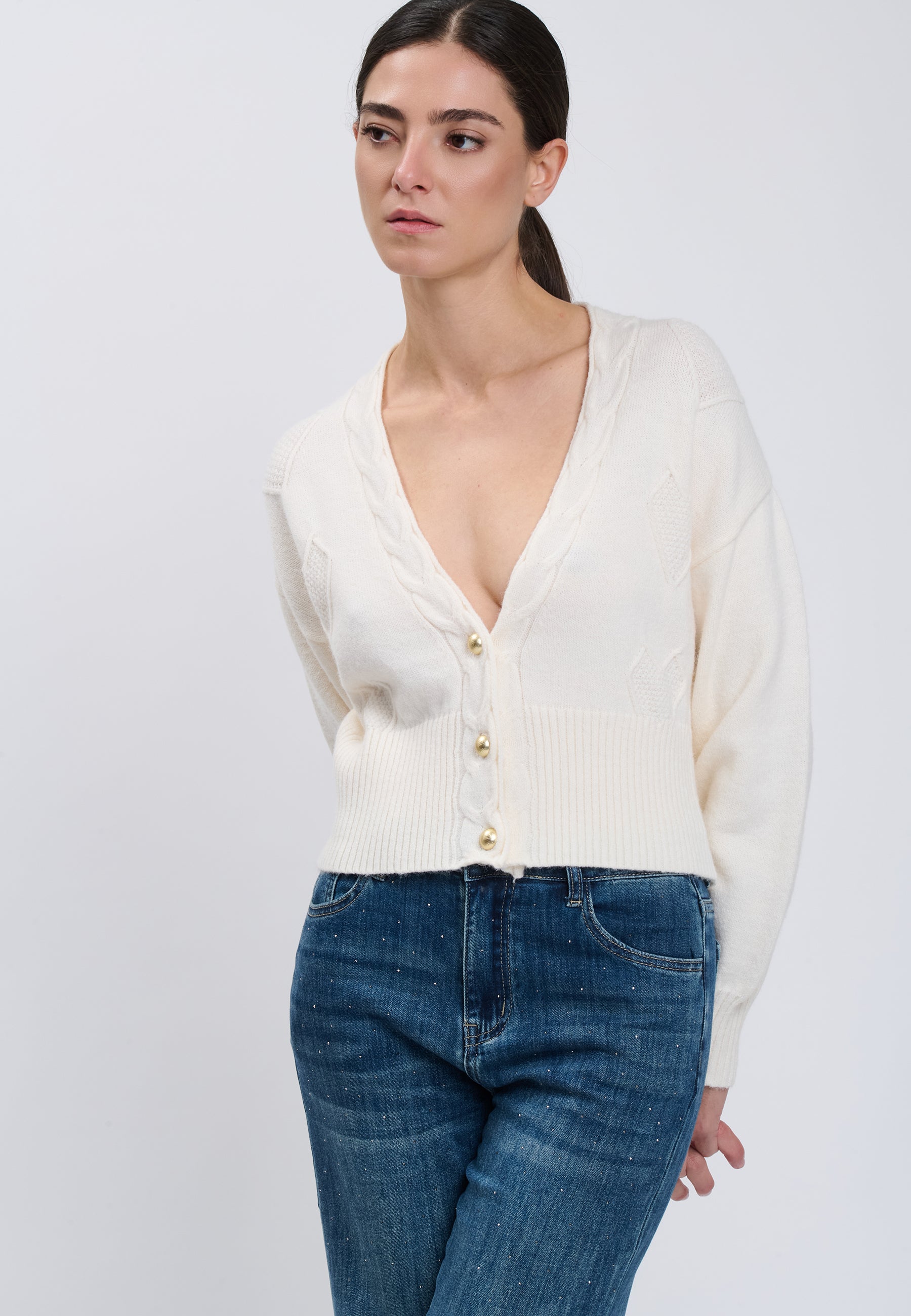 CARDIGAN Ivory 04Q10196