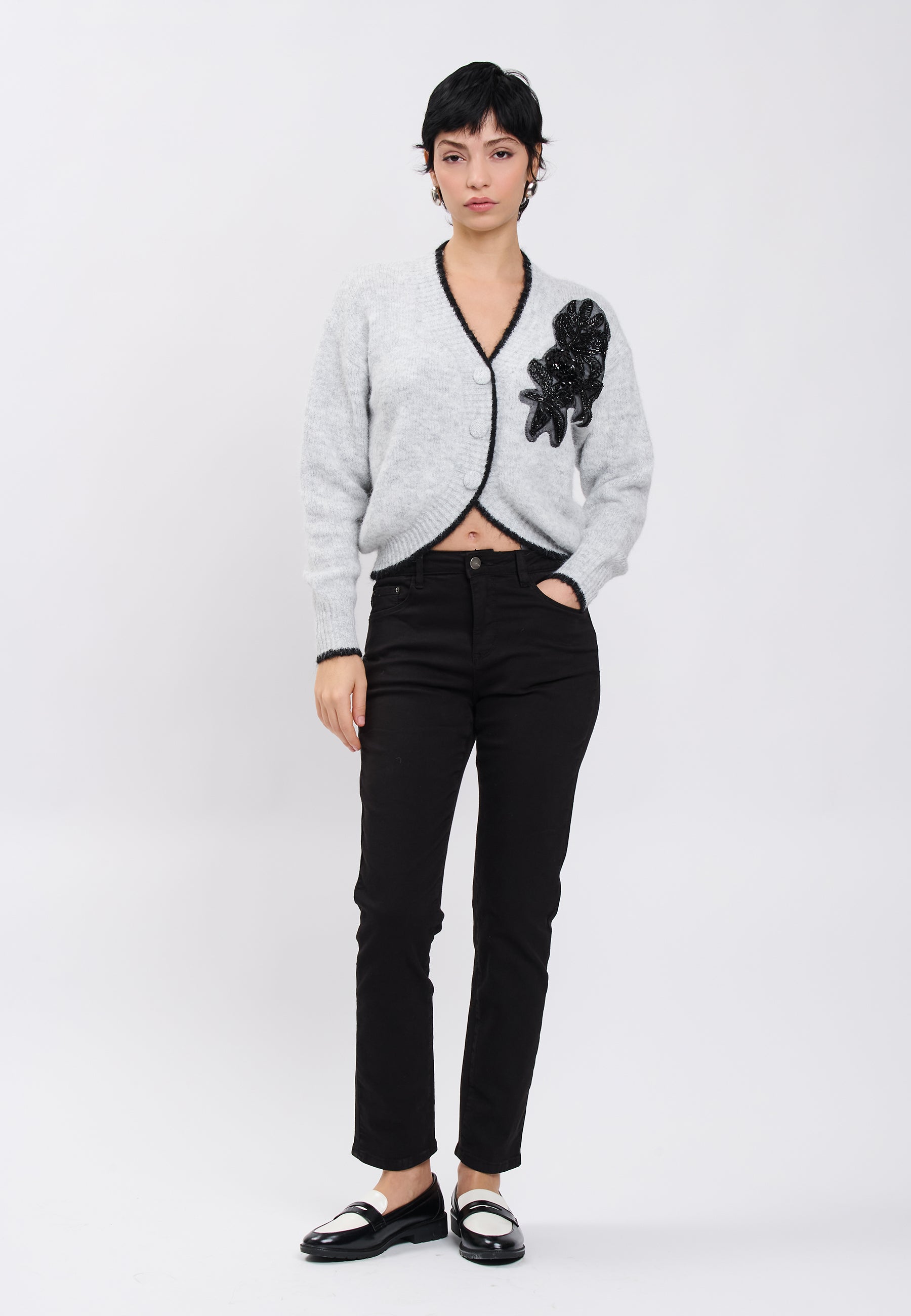 CARDIGAN Grey/Black 04V077