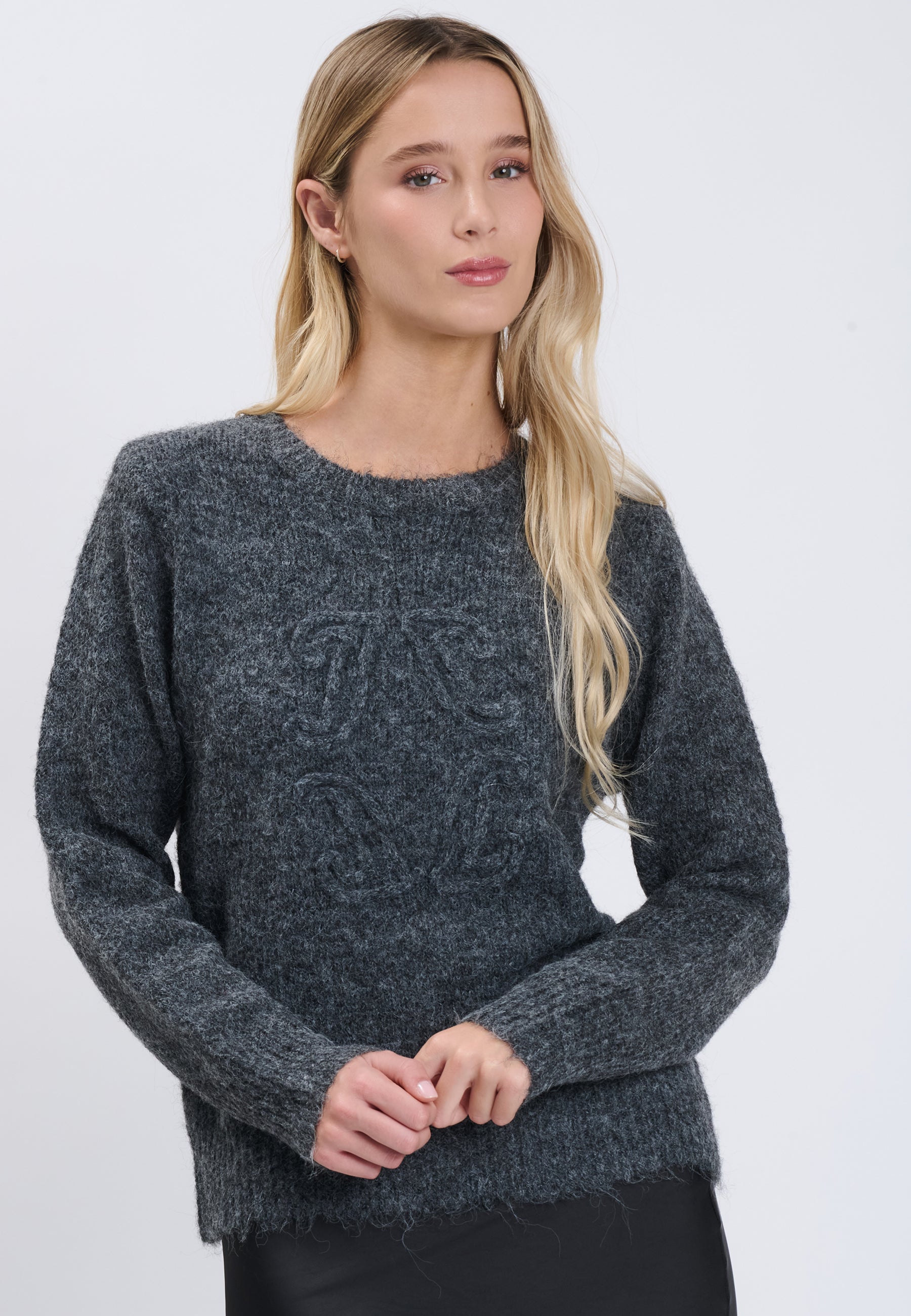 PULL + KNITTED SCARF Smoke 04V080