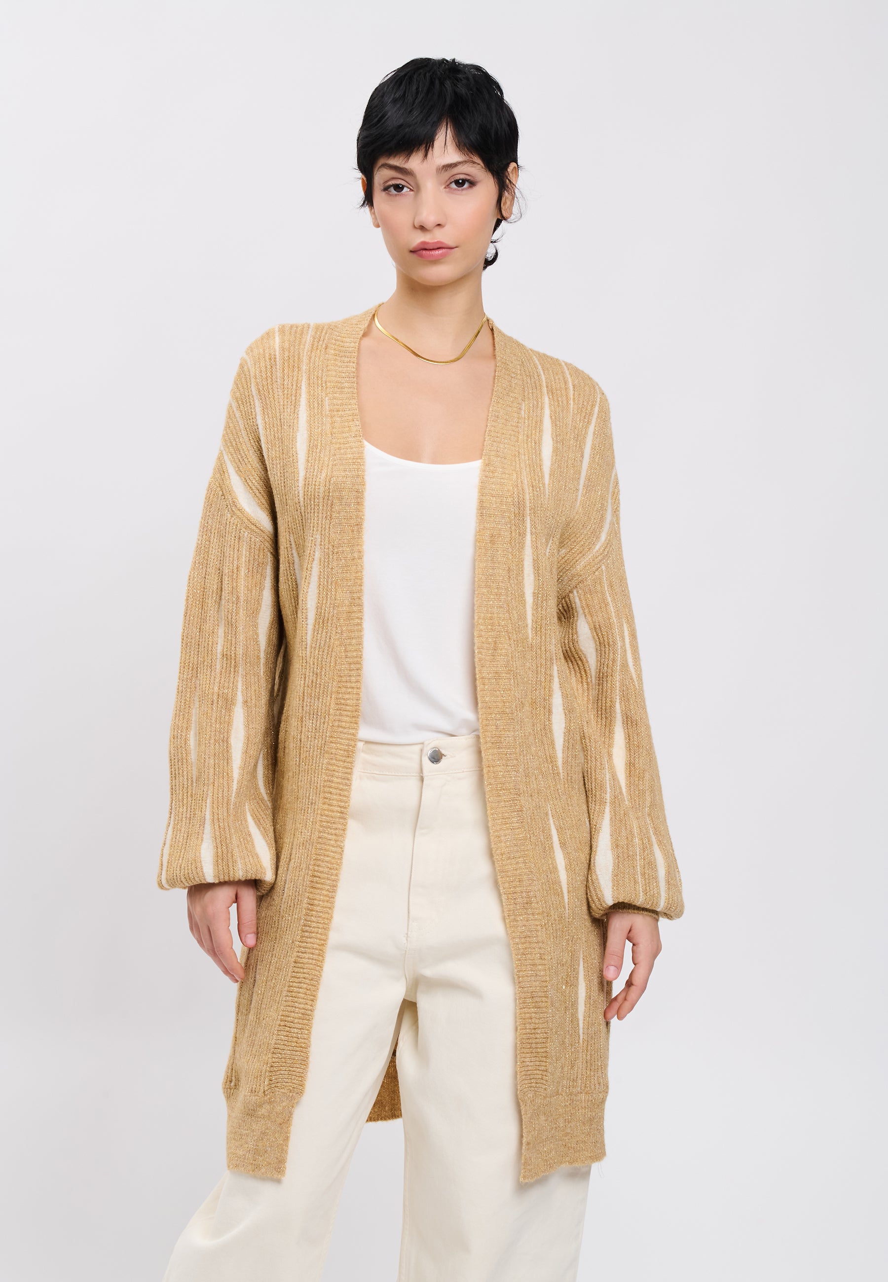 CARDIGAN Camel/Ivory 04Y147