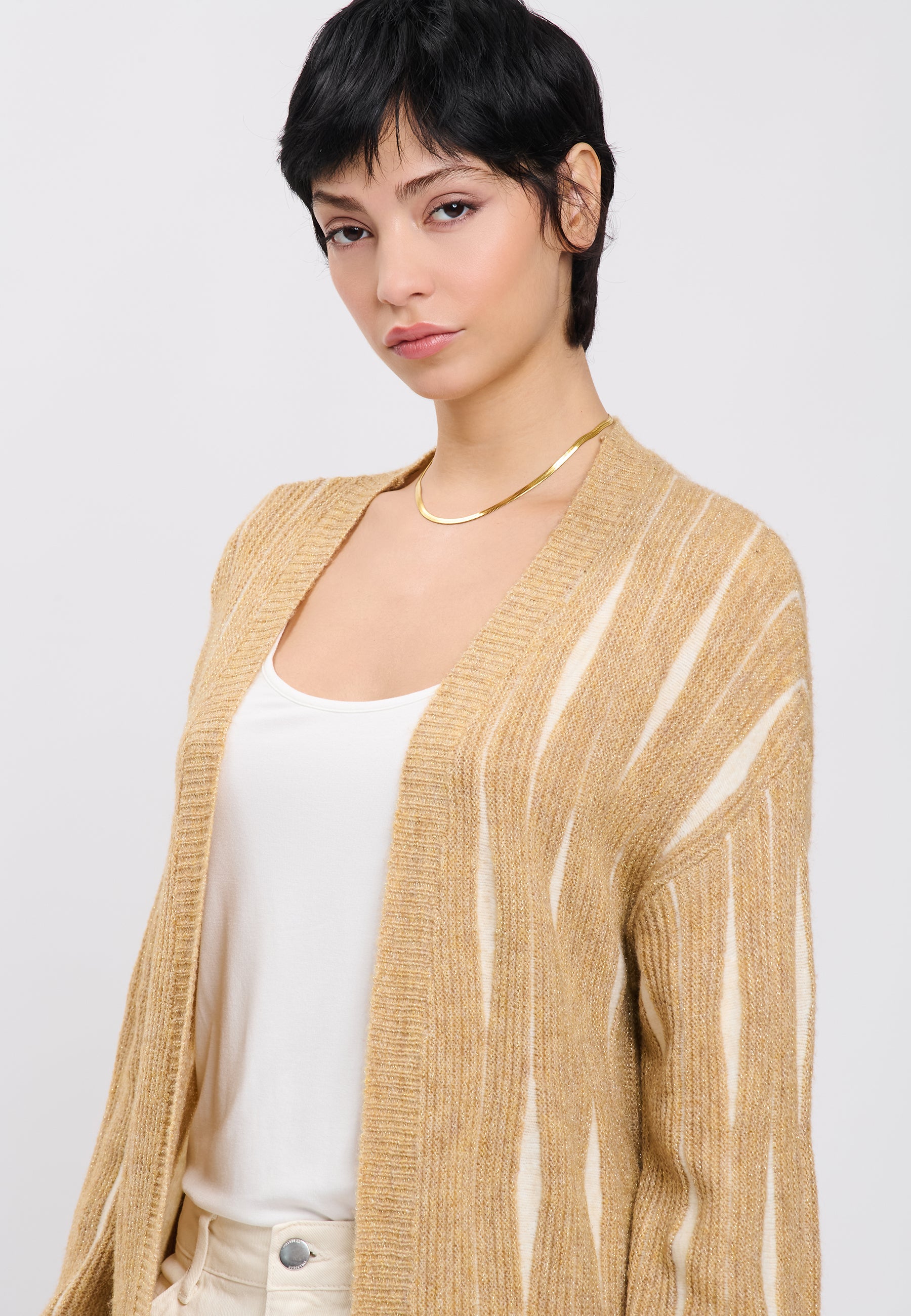 CARDIGAN Camel/Ivory 04Y147