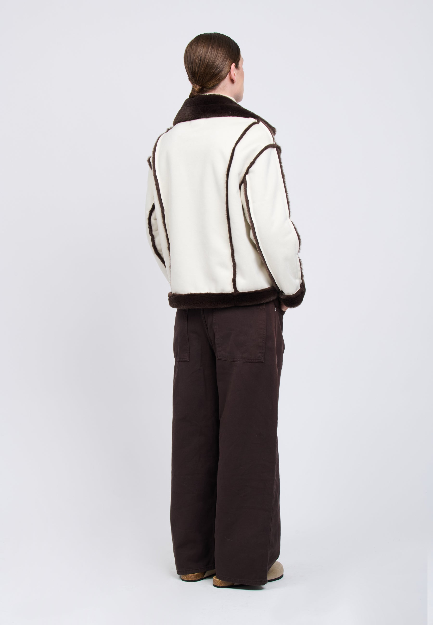 ECO SUEDE JACKET Ivory/Brown 04Z3655