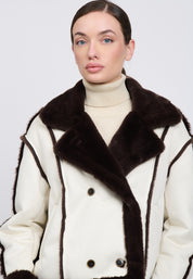 ECO SUEDE JACKET Ivory/Brown 04Z3655