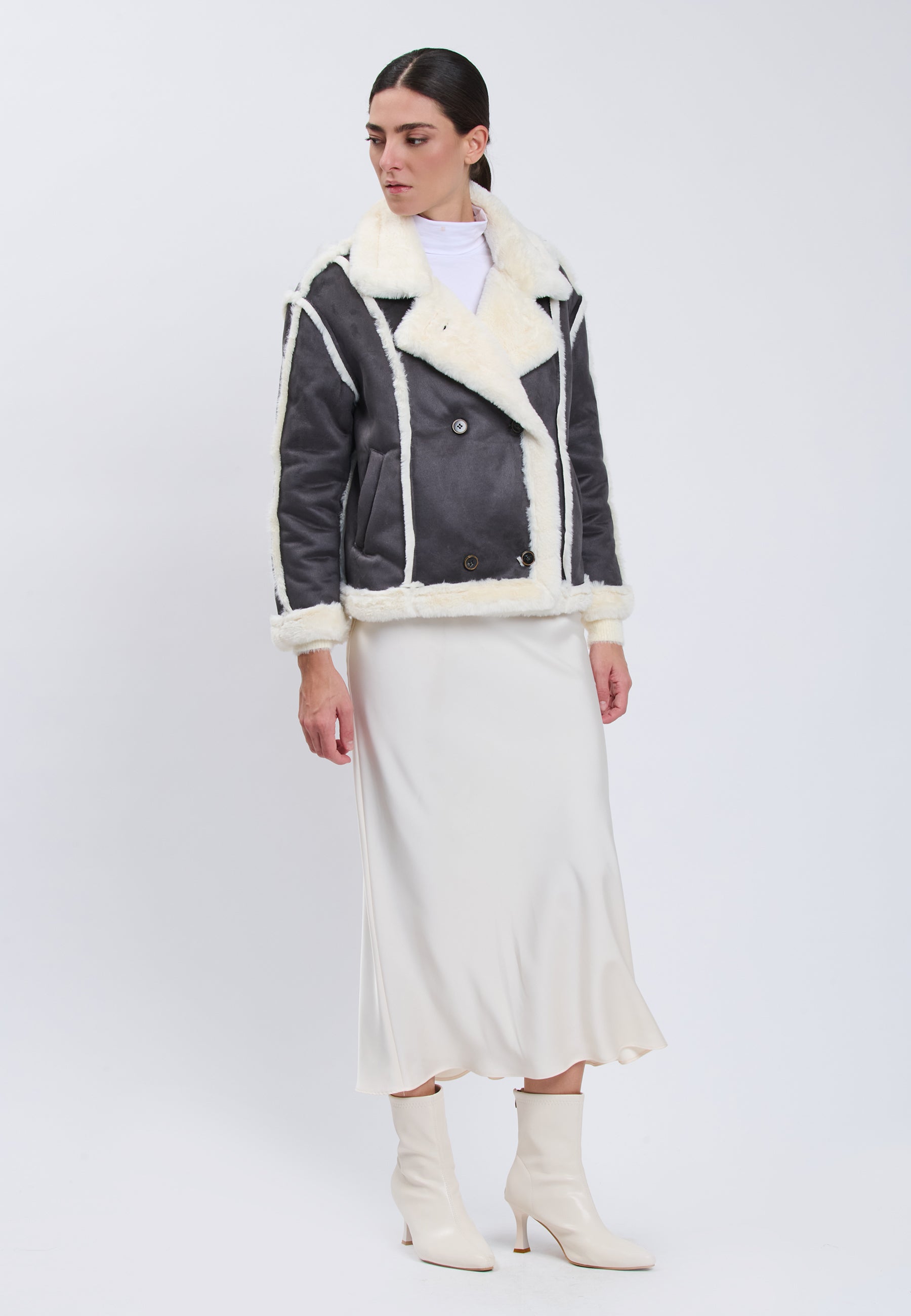 ECO SUEDE JACKET Smoke/Ivory 04Z3655