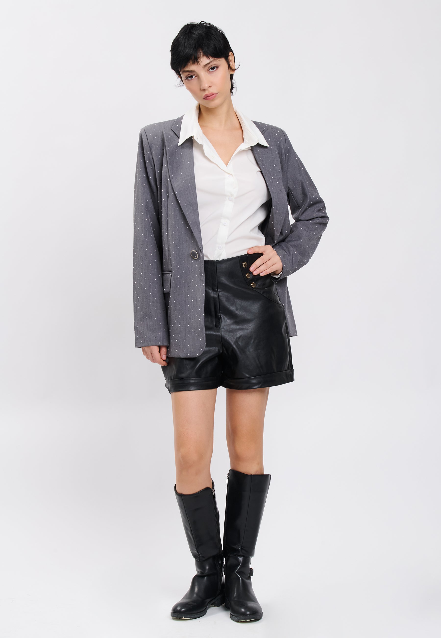 FAUX LEATHER SHORTS Black 04Z3758