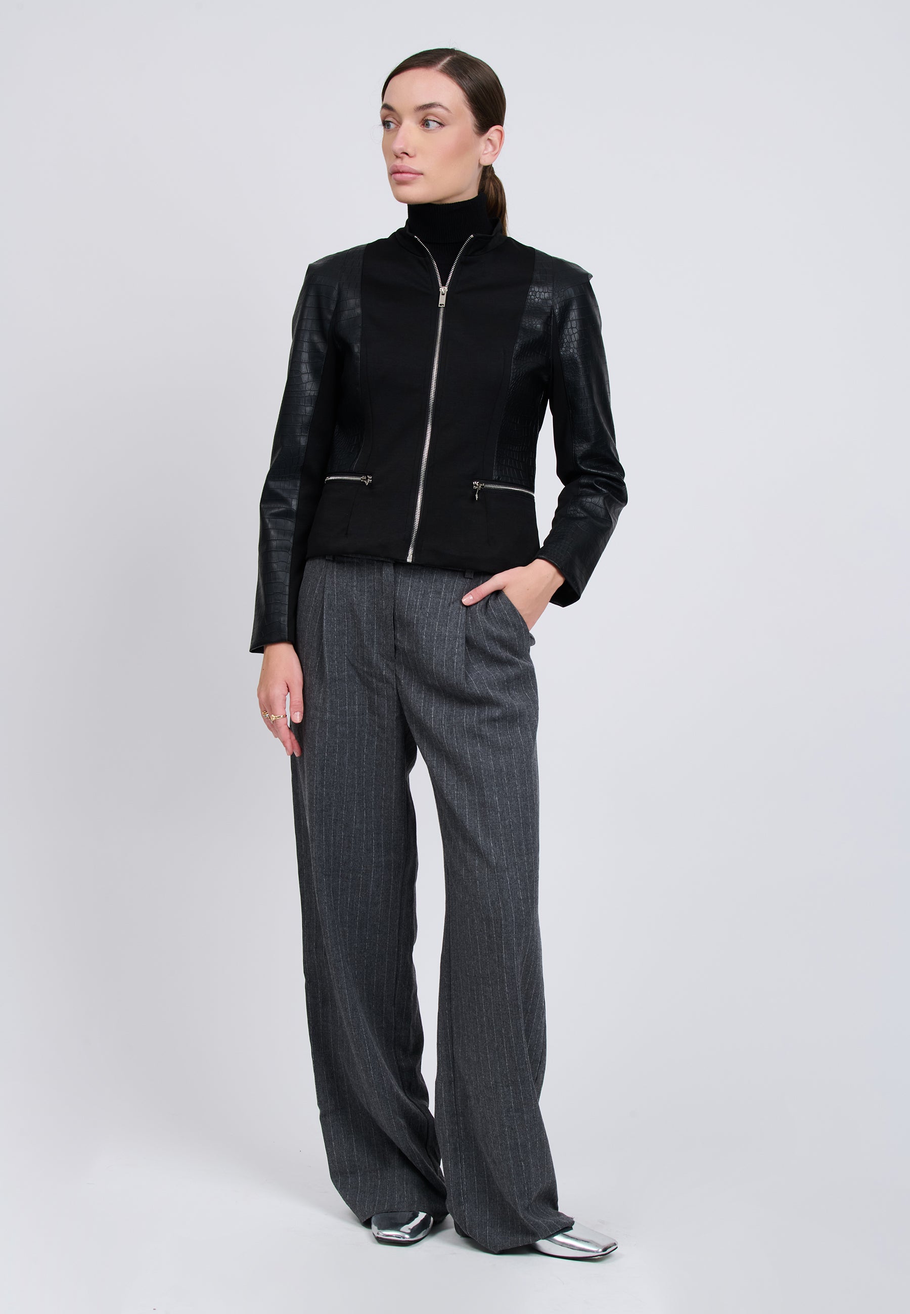 FAUX LEATHER JACKET Black 04Z3818