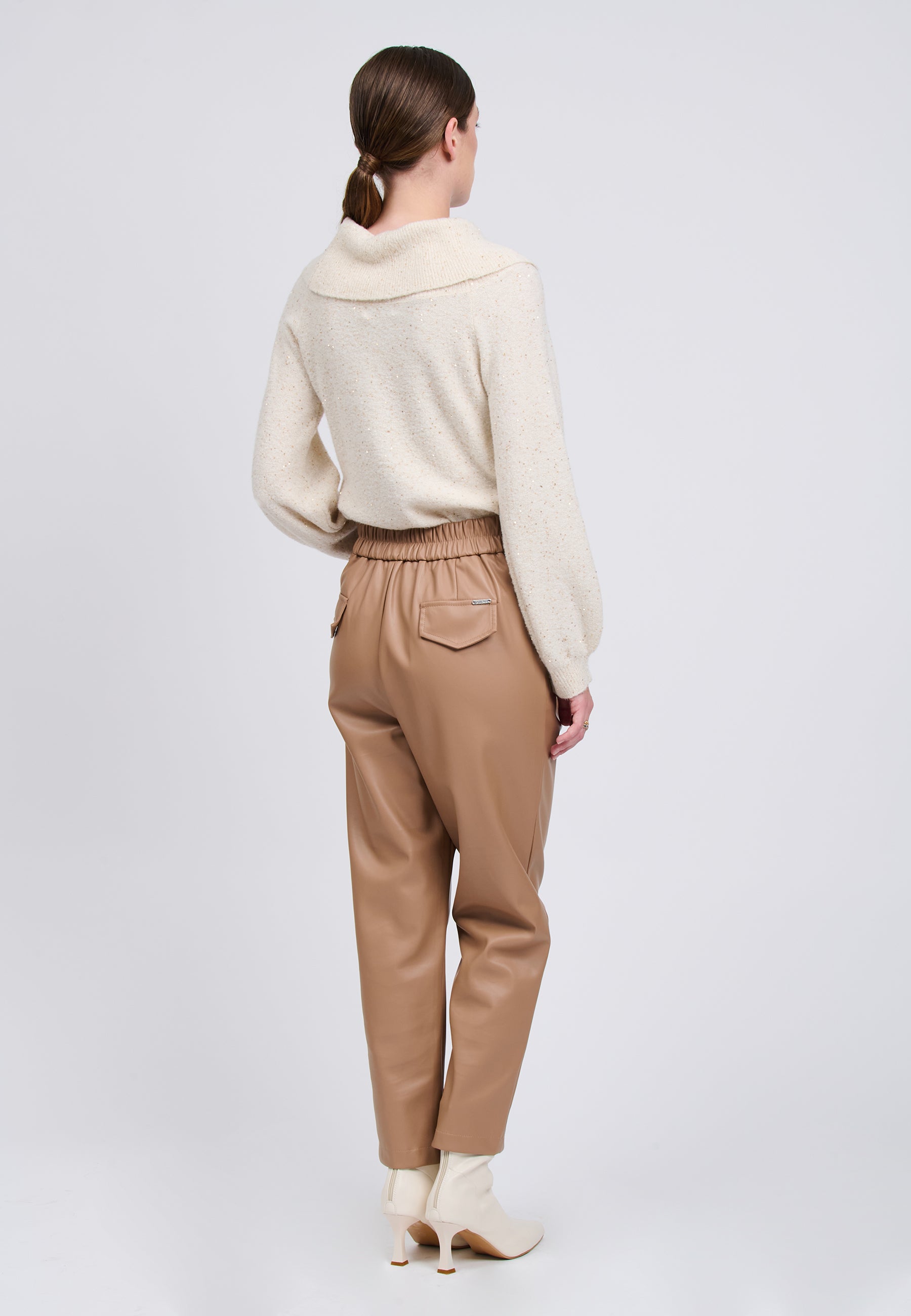 FAUX LEATHER PANTS Camel 04Z3842