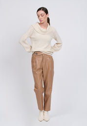 FAUX LEATHER PANTS Camel 04Z3842