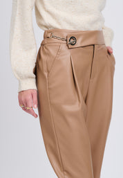FAUX LEATHER PANTS Camel 04Z3842