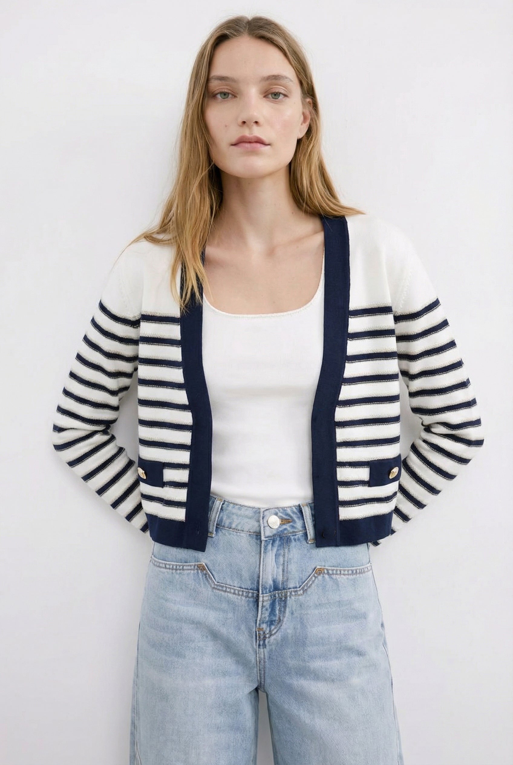 CARDIGAN Navy/White 05J7384