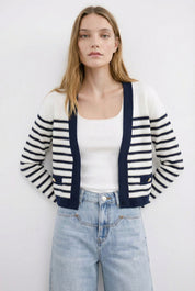 CARDIGAN Navy/White 05J7384