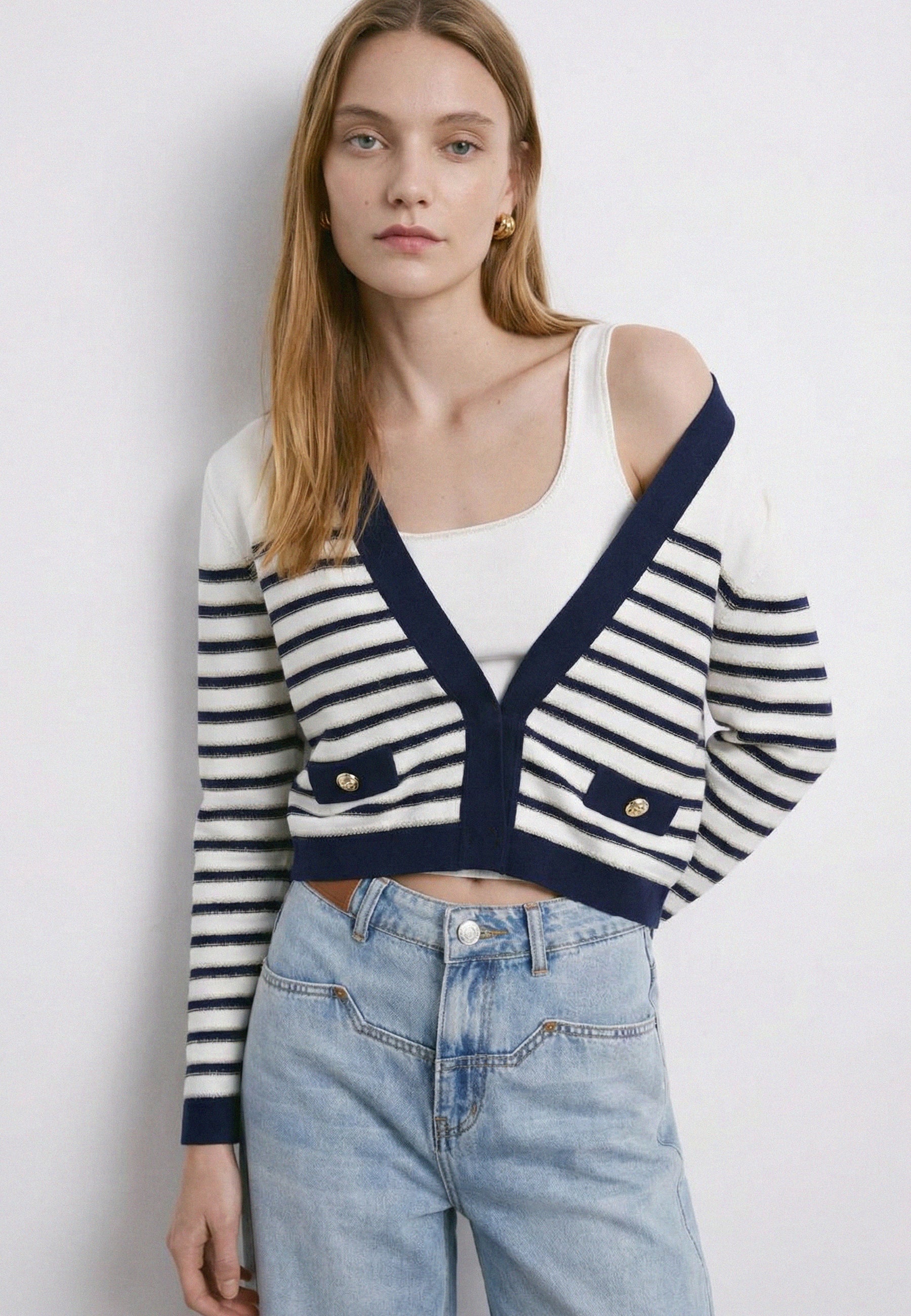 CARDIGAN Navy/White 05J7384