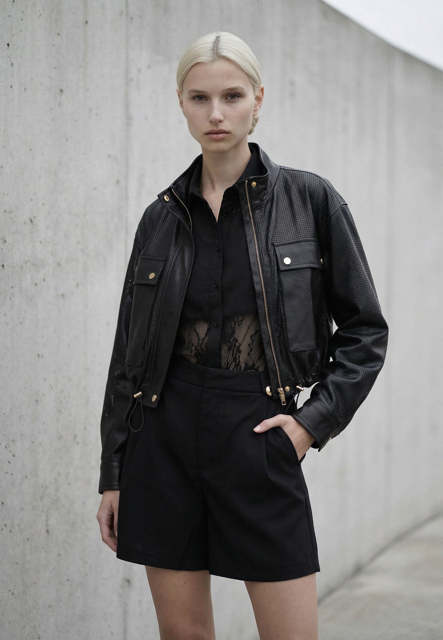 FAUX LEATHER JACKET Black 05Z3986