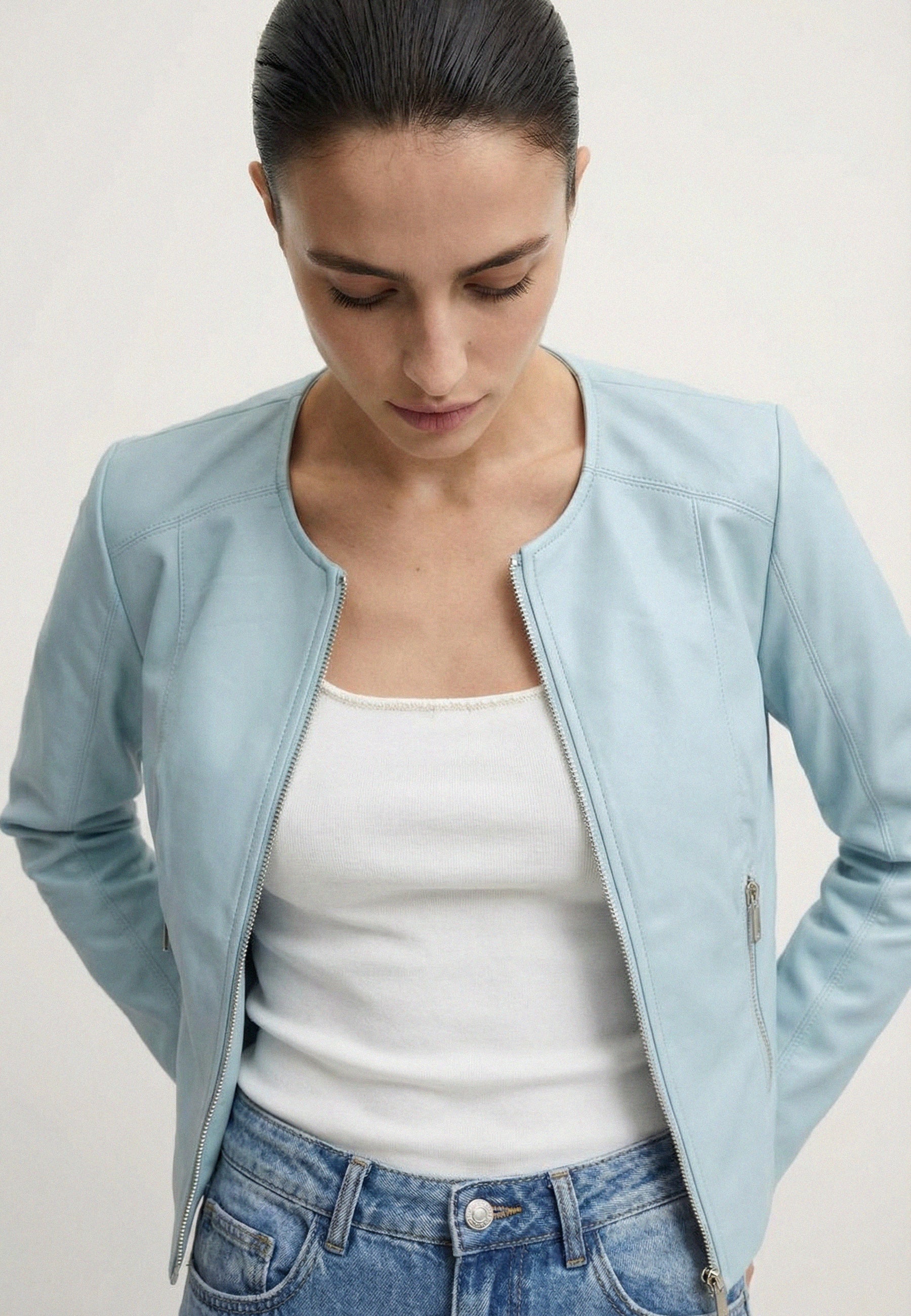 FAUX LEATHER JACKET Sky 05Z4050