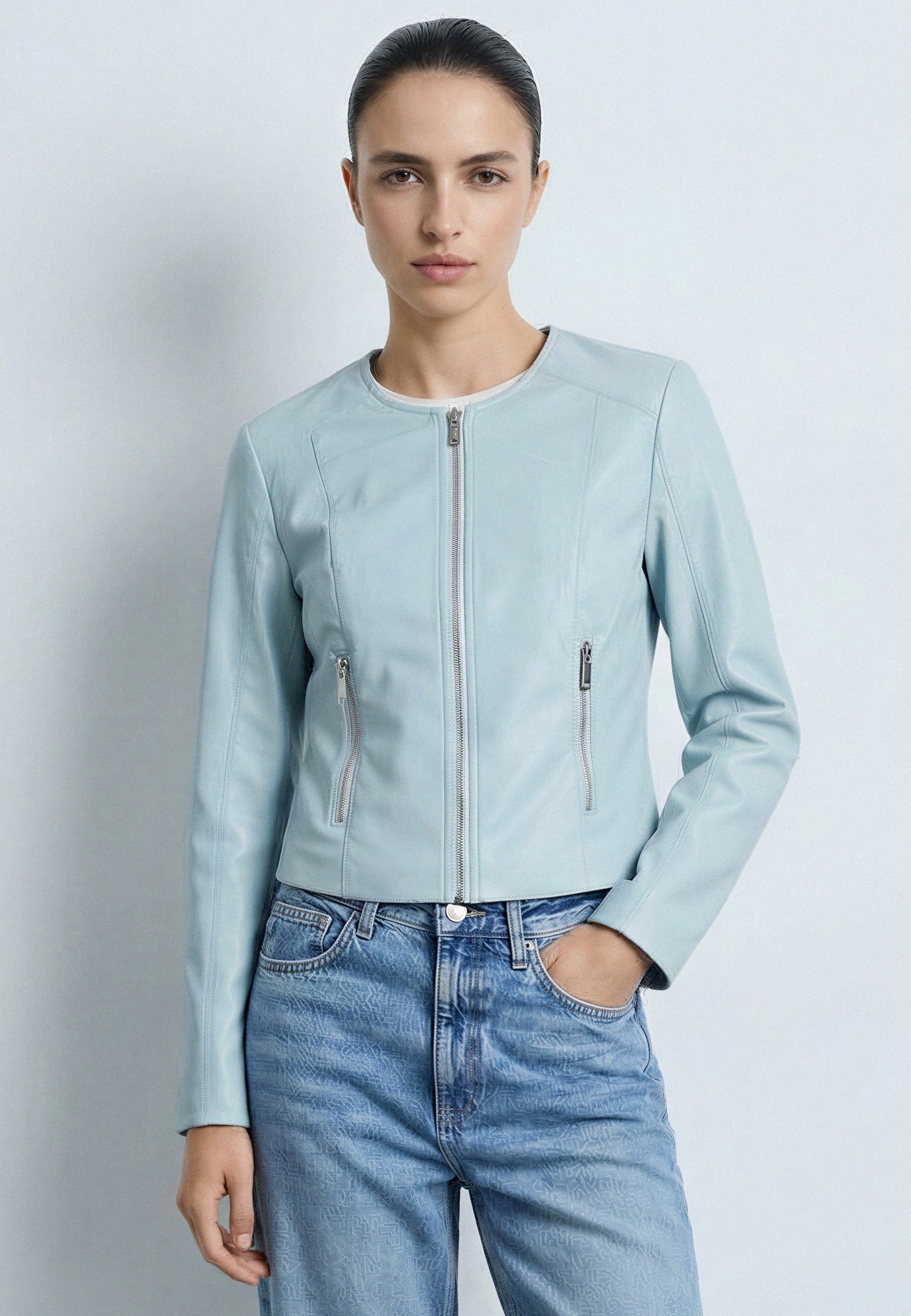 FAUX LEATHER JACKET Sky 05Z4050