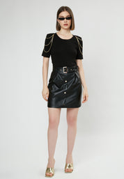 FAUX LEATHER SKIRT Z2873